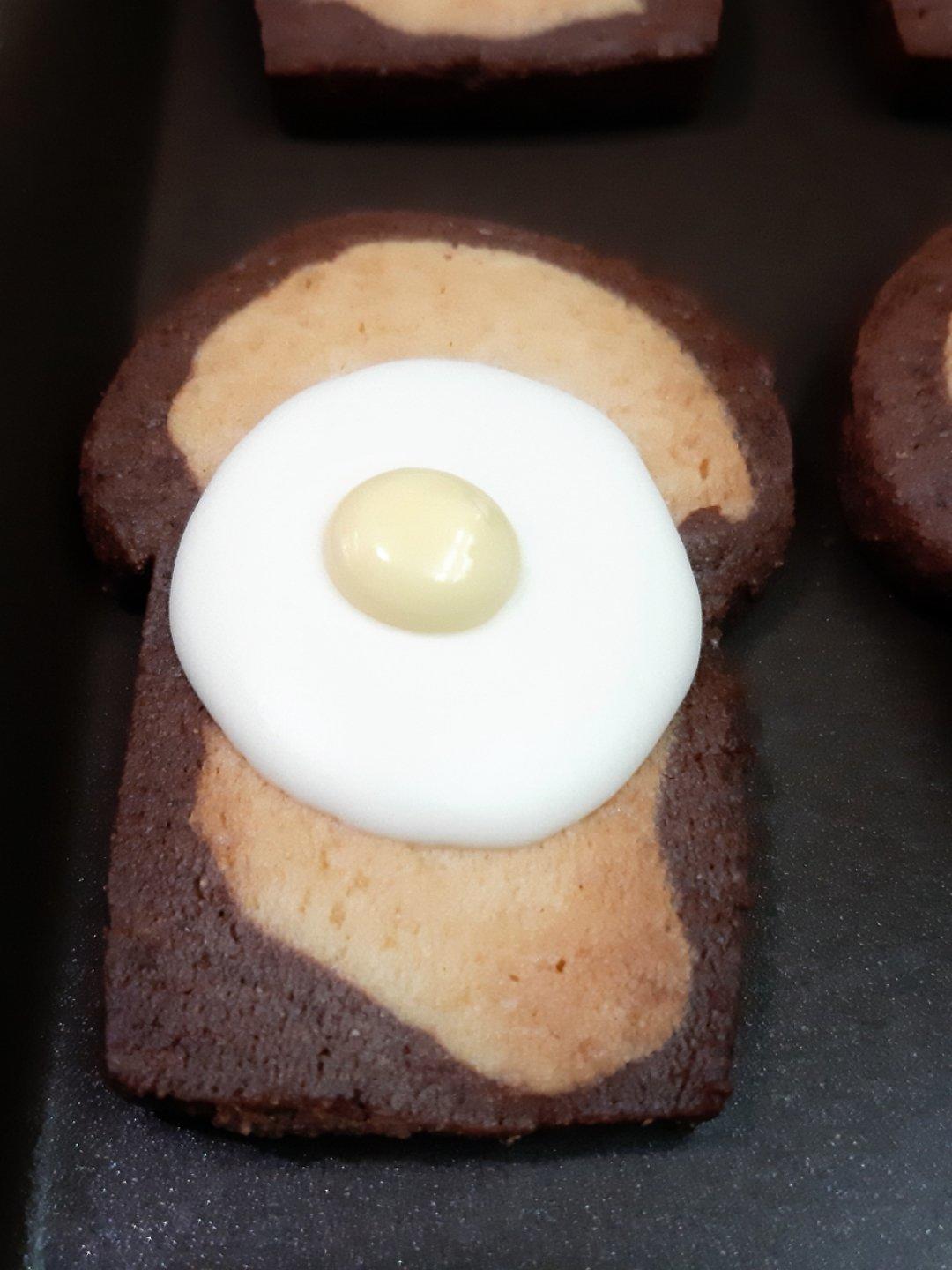 🍳吐司煎蛋没有蛋～黑白荷包蛋造型曲奇（视频）