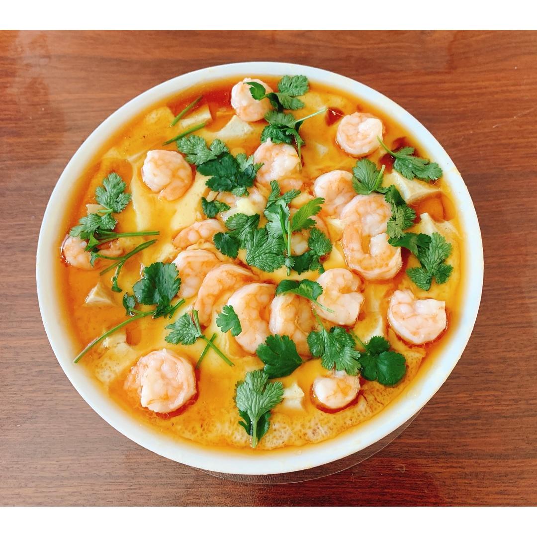 虾仁豆腐蒸水蛋