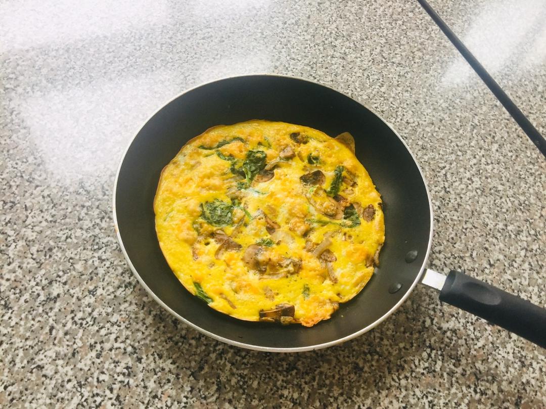 蘑菇菠菜奶酪早餐蛋饼丨健康·烘焙