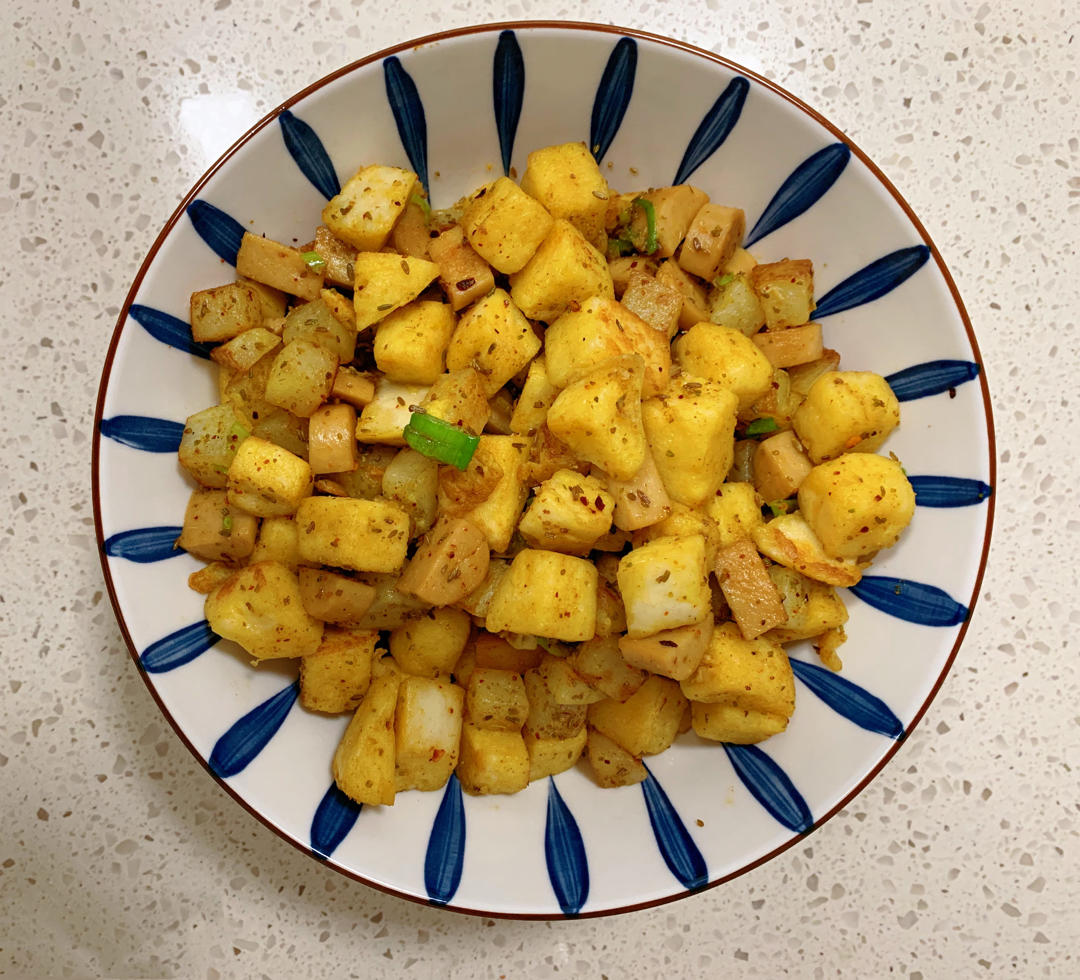 孜然炒烤馒头丁