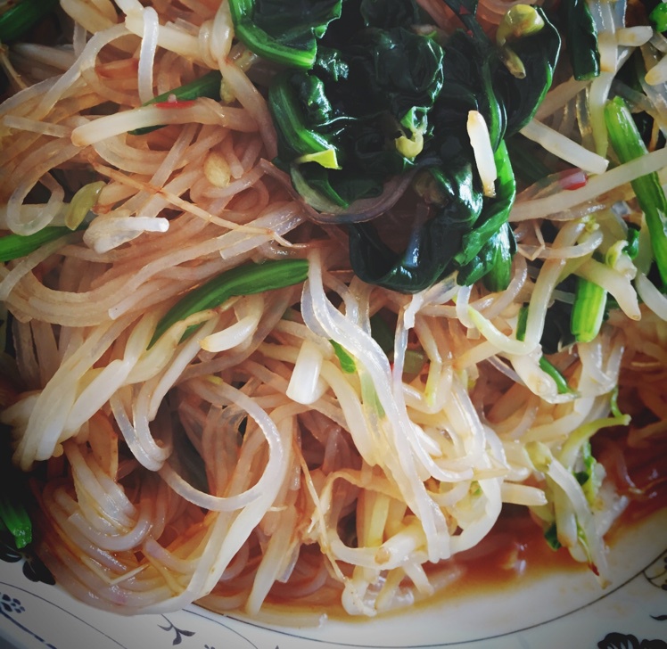 豆芽菠菜拌粉丝