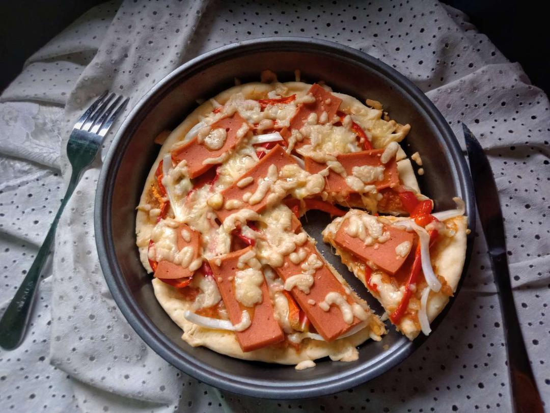 鲜虾🍤培根披萨🍕“内附敲好吃的饼皮做法”
