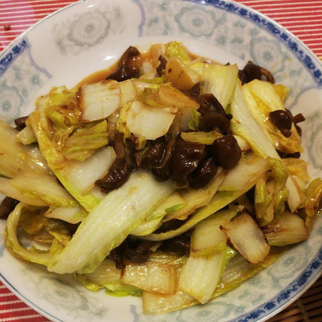 肉炒小白菜滑子蘑