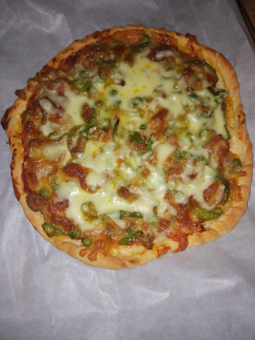 自制田园薄底披萨🍕