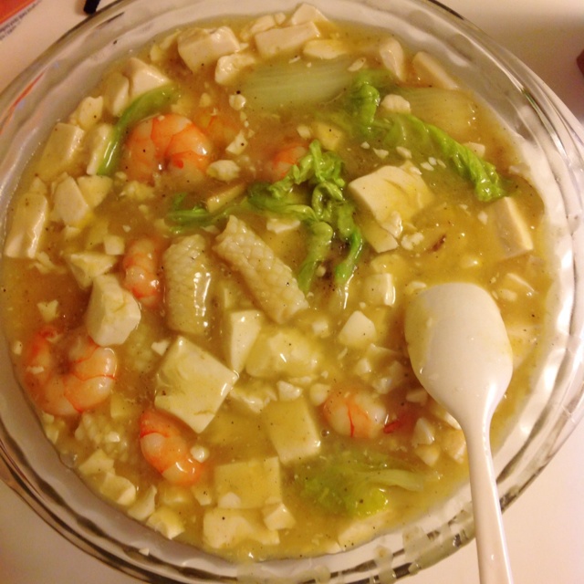 虾仁豆腐煲