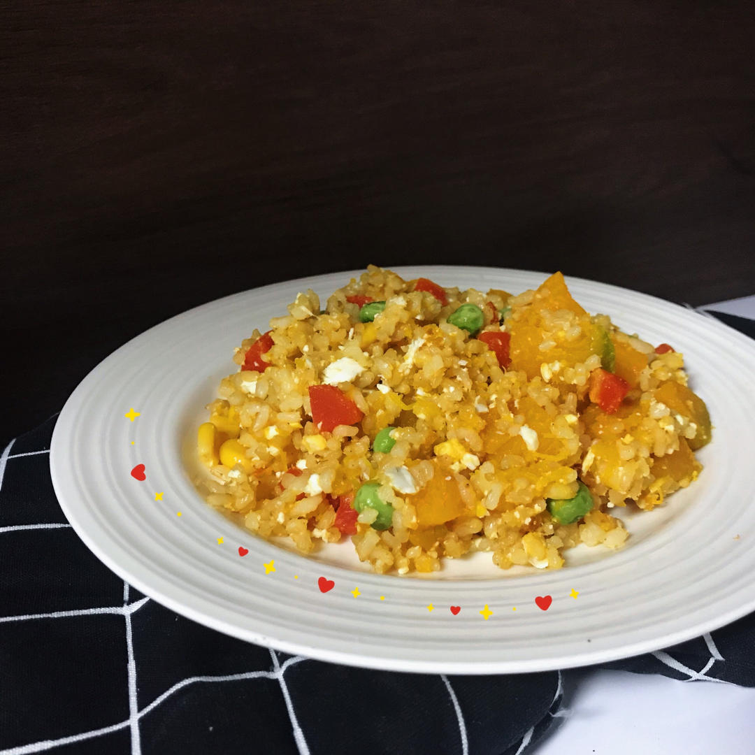 南瓜咸鸭蛋炒饭——最好吃的南瓜炒饭【健康主食】
