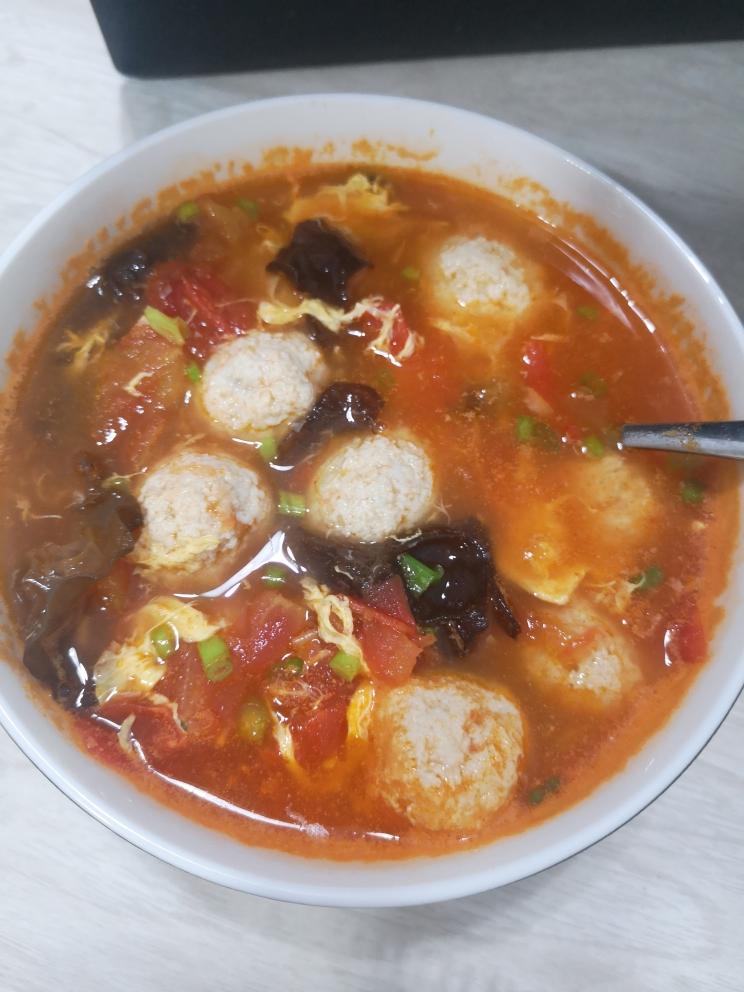 番茄鸡肉豆腐丸子汤（可做减肥餐）的做法