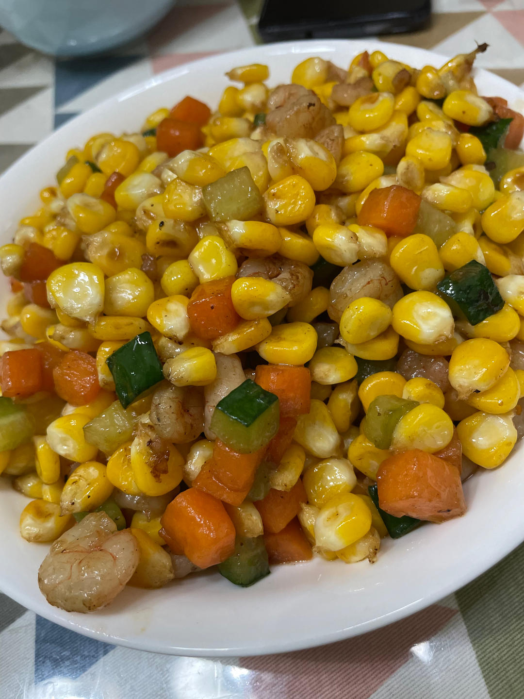 什锦玉米粒虾仁🍤🌽🥕