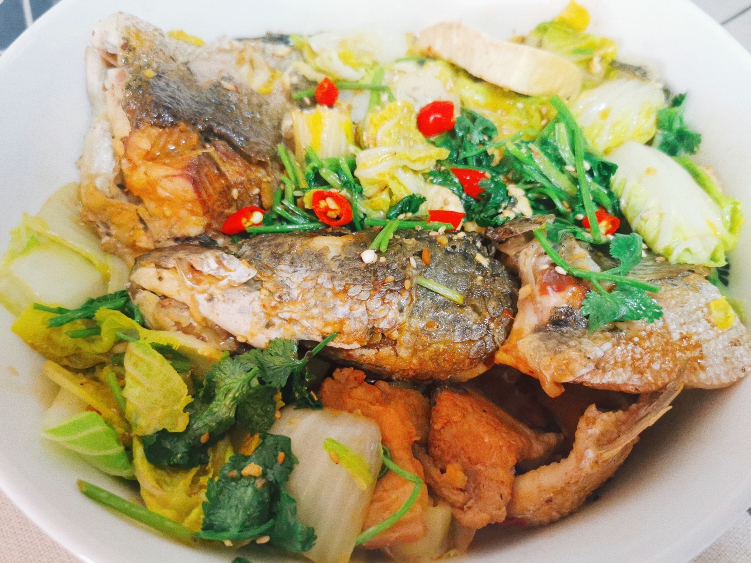 豆腐白菜炖鱼的做法