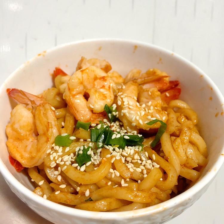 鲜虾炒乌冬