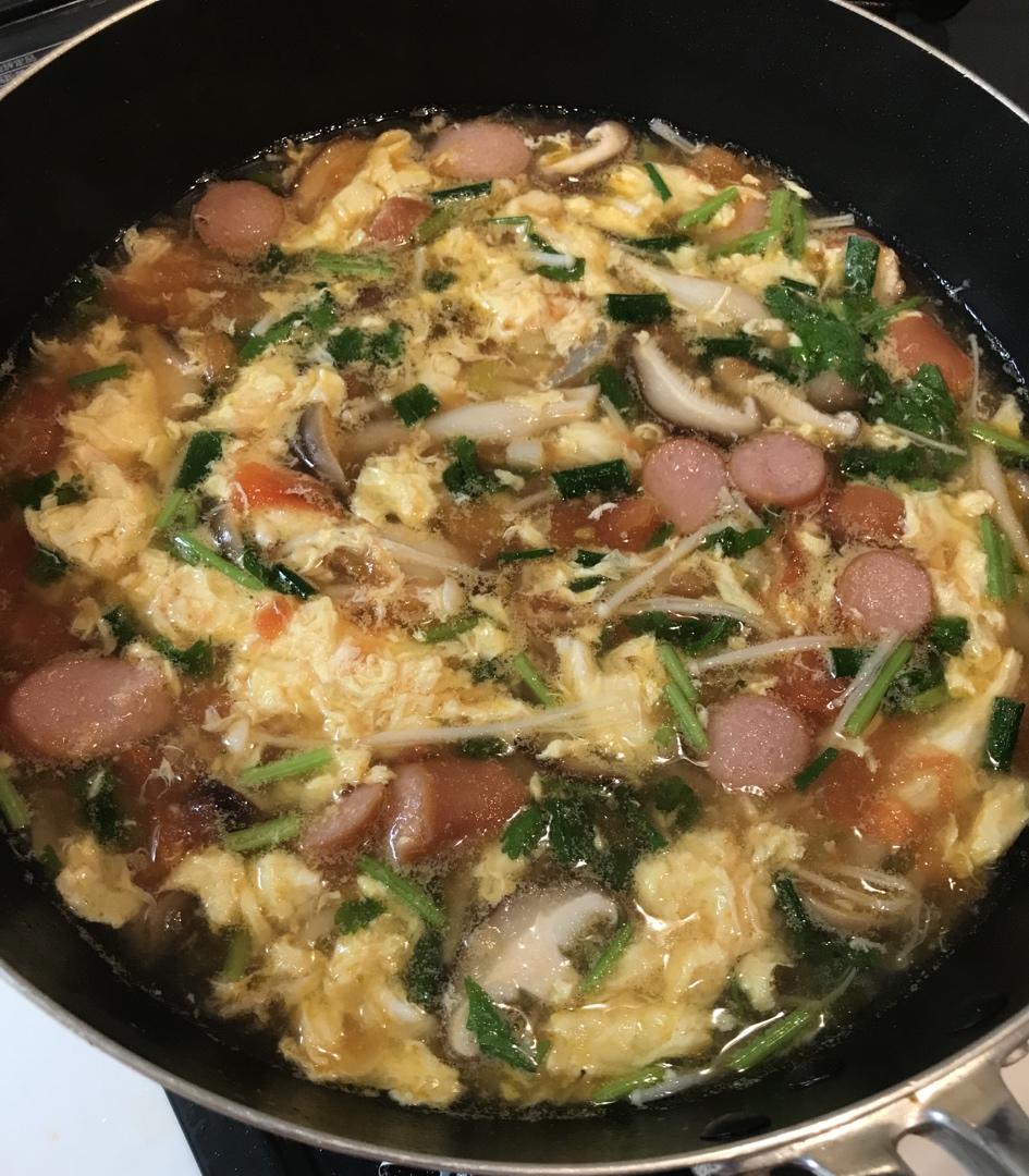 低卡高蛋白番茄金针菇豆腐汤，好喝不发胖