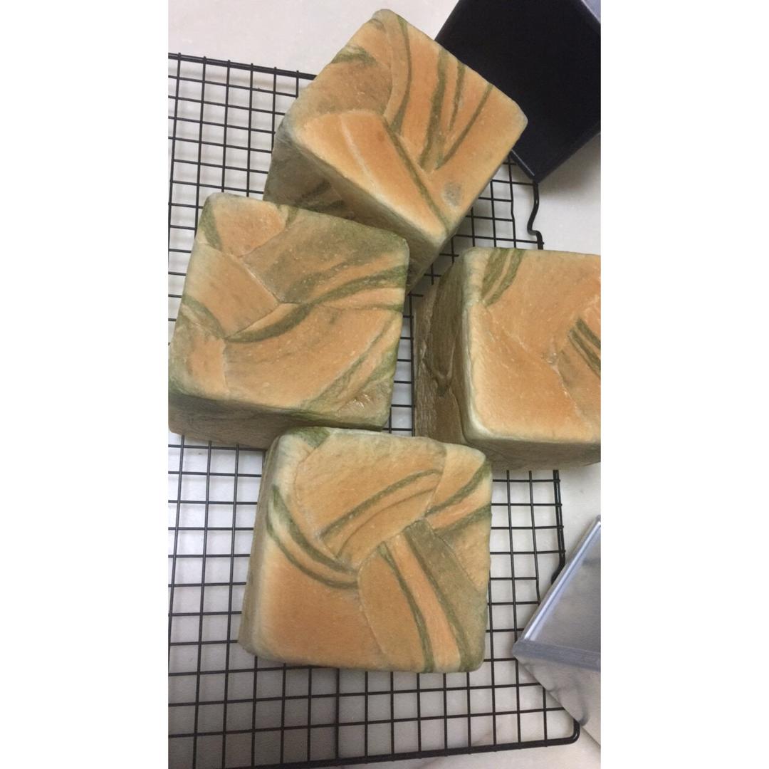 汤种抹茶大理石纹吐司（水立方模）