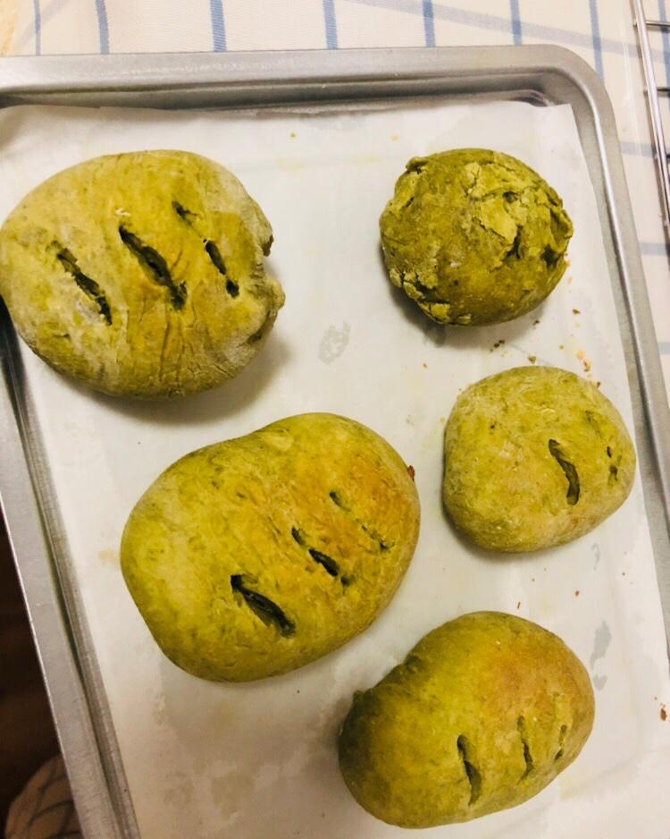 抹茶豆沙小面包（无油脂）