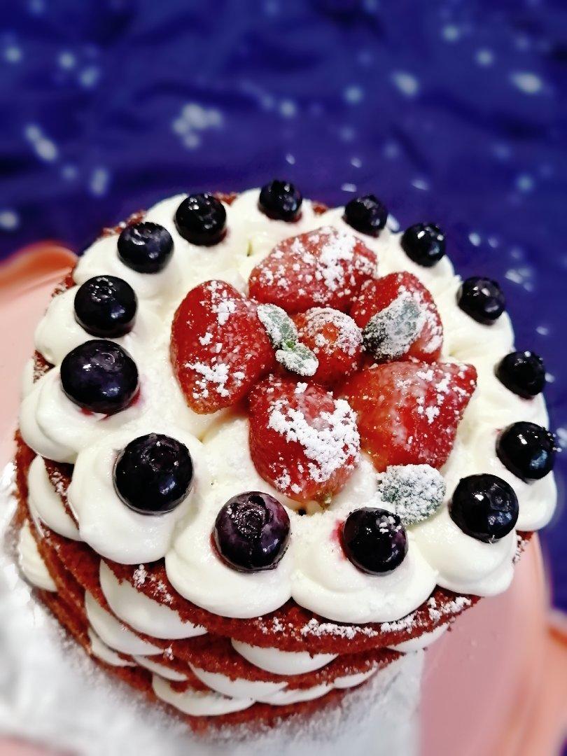 圣诞红丝绒海绵蛋糕/古早蛋糕/裸蛋糕