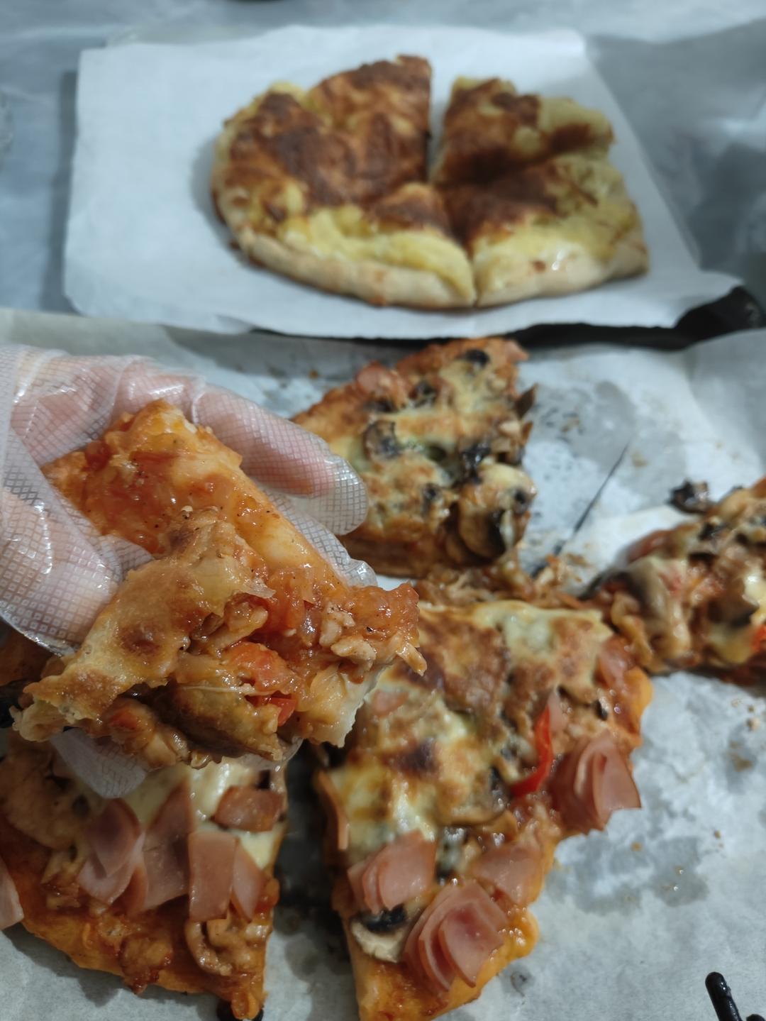 披萨🍕鸡肉蘑菇+榴莲的做法