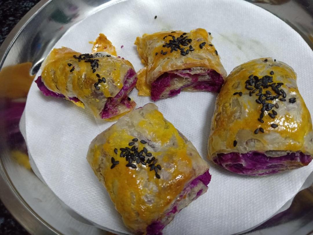 超简单的紫薯酥（手抓饼版）