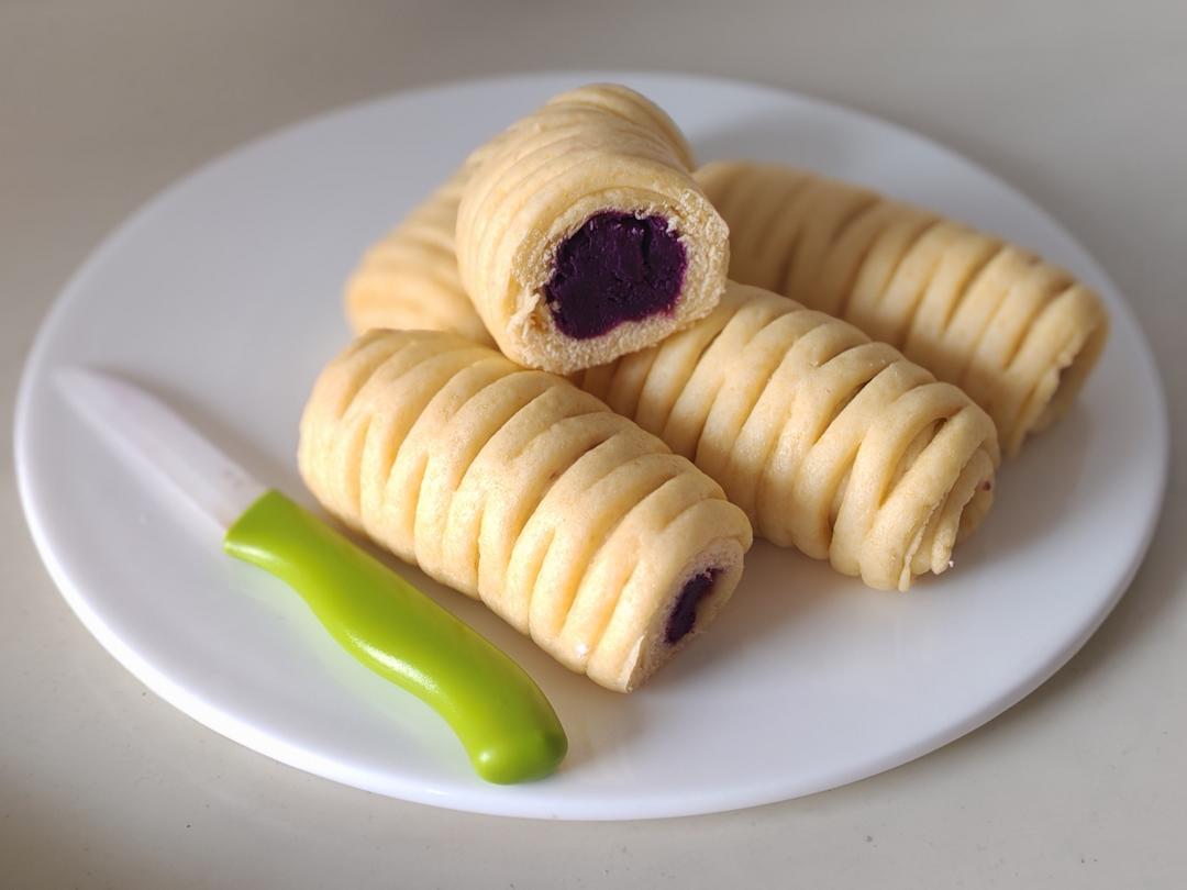 粗粮主食｜紫薯玉米面花卷
