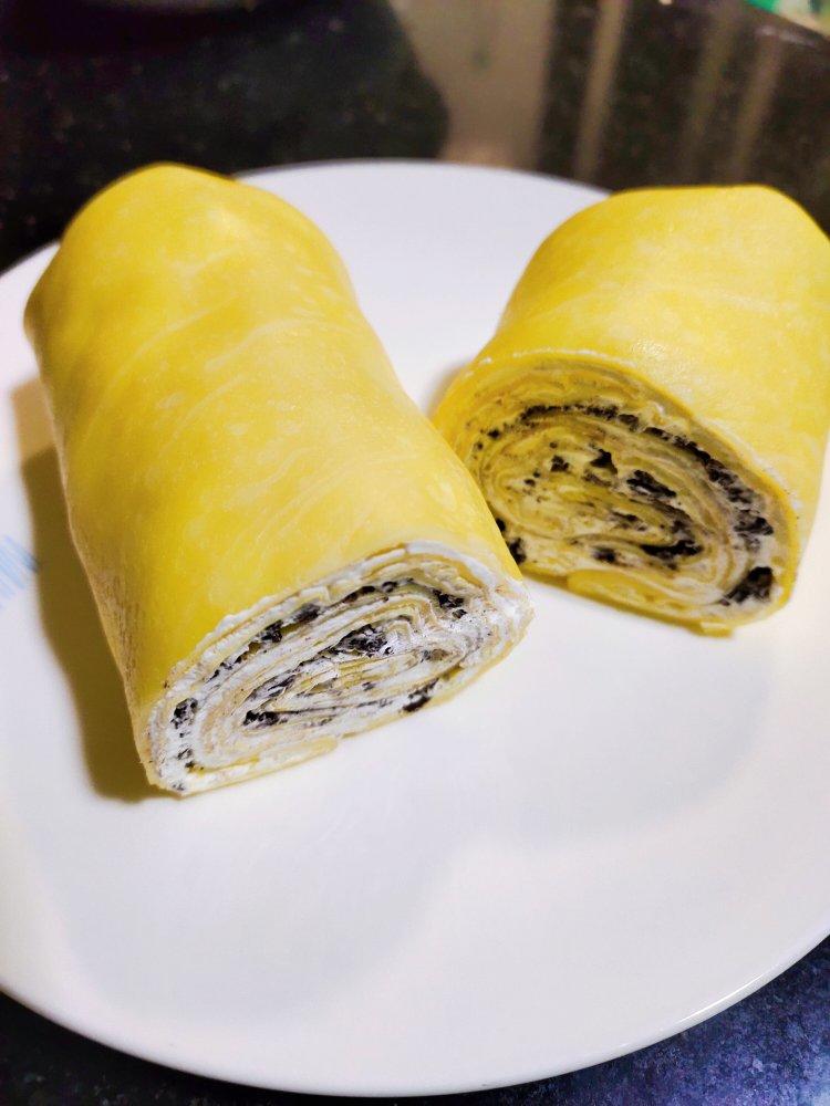 千层毛巾卷，原味、抹茶、巧克力三种口味