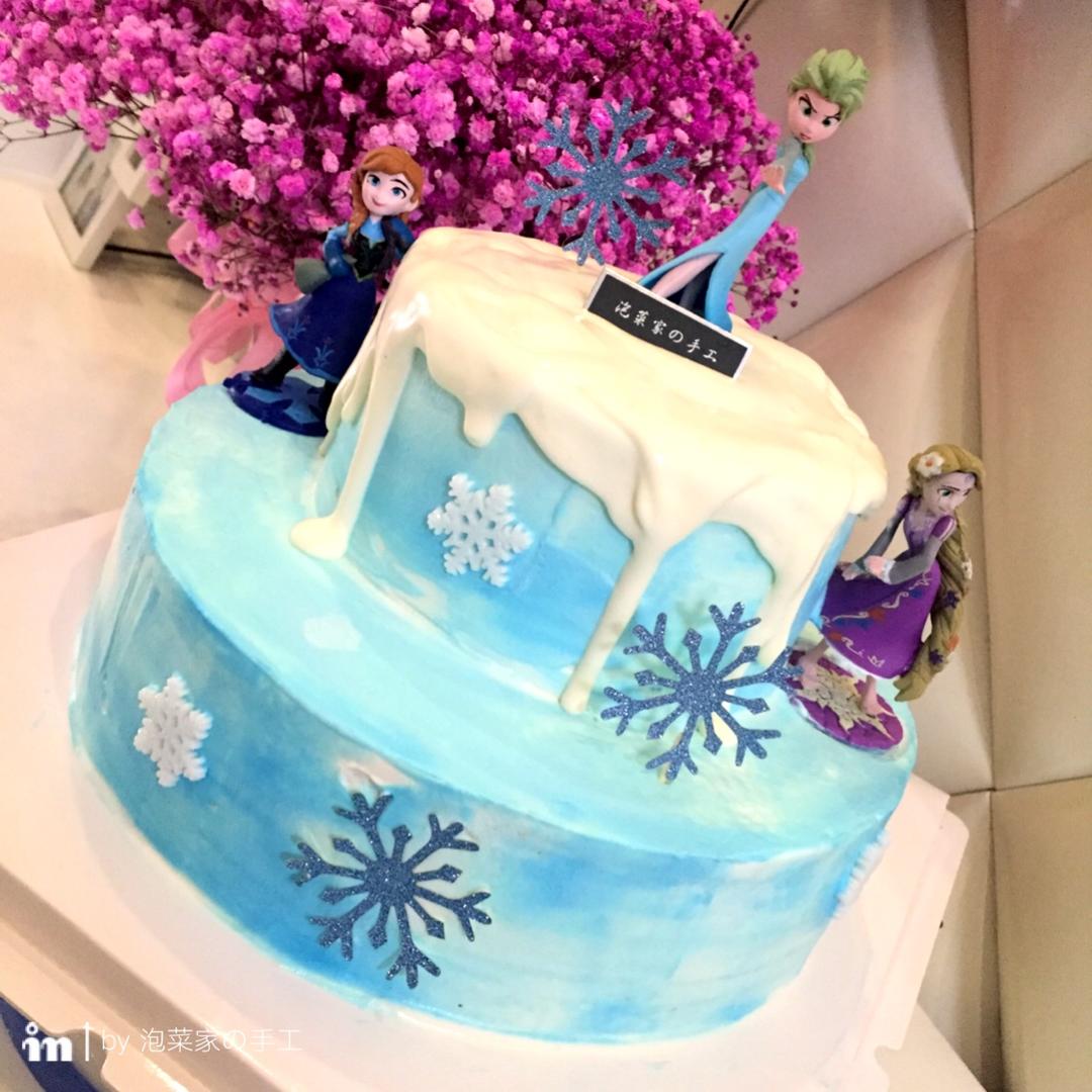冰雪奇缘主题双层蛋糕--Frozen艾莎