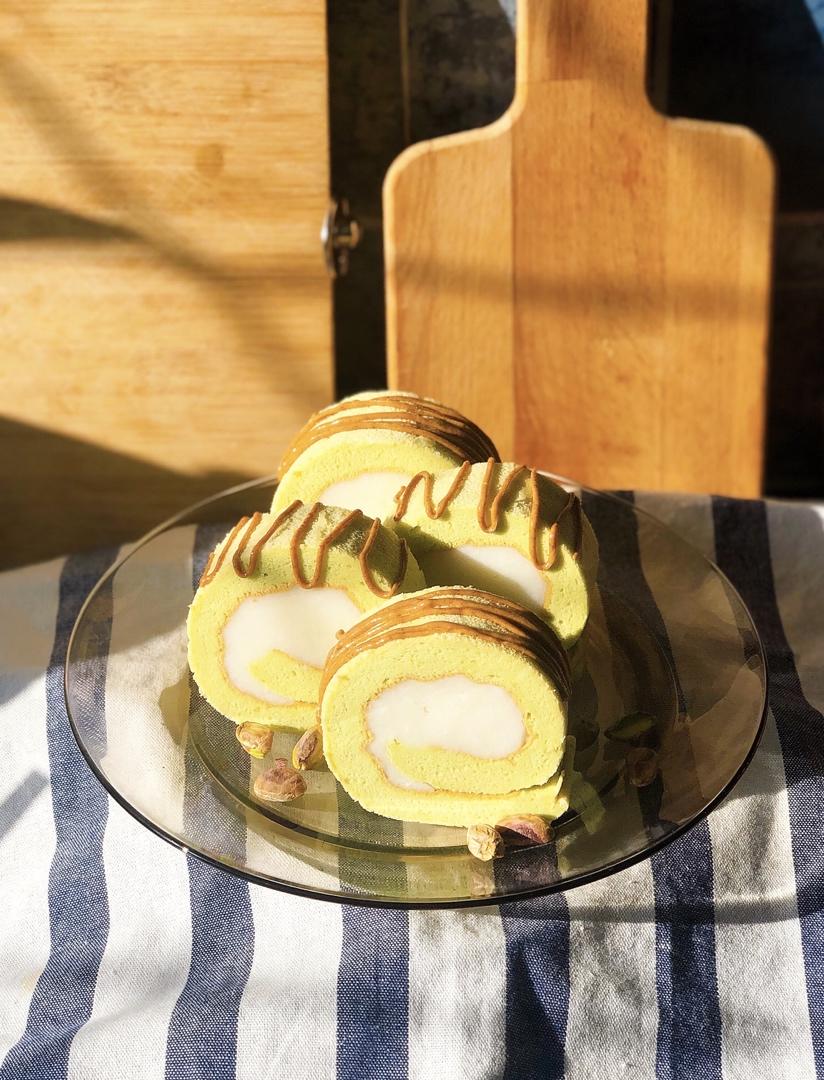 菠菜山药蛋糕卷