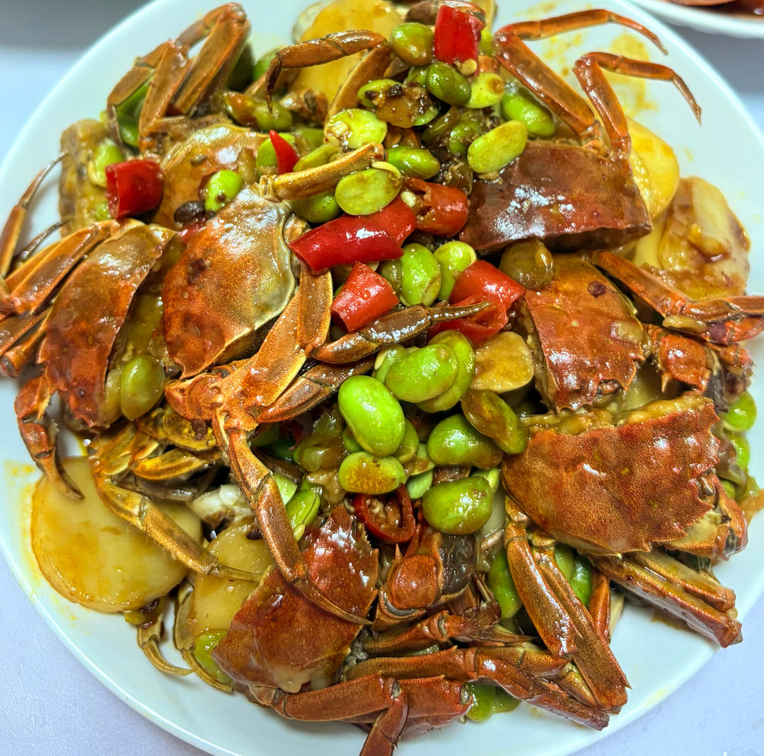 酱炒螃蟹（六月黄）毛豆