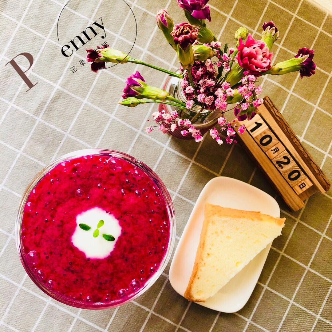 『香蕉火龙果奶昔🍹+布朗尼🍰』