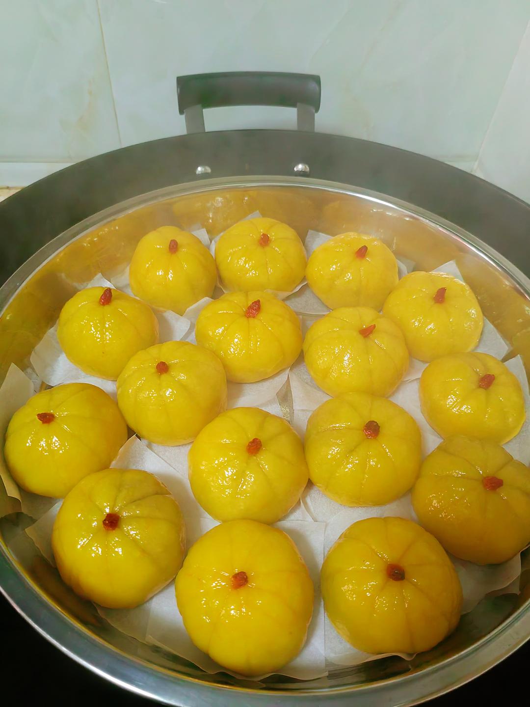 用南瓜做的南瓜豆沙包的做法 步骤27