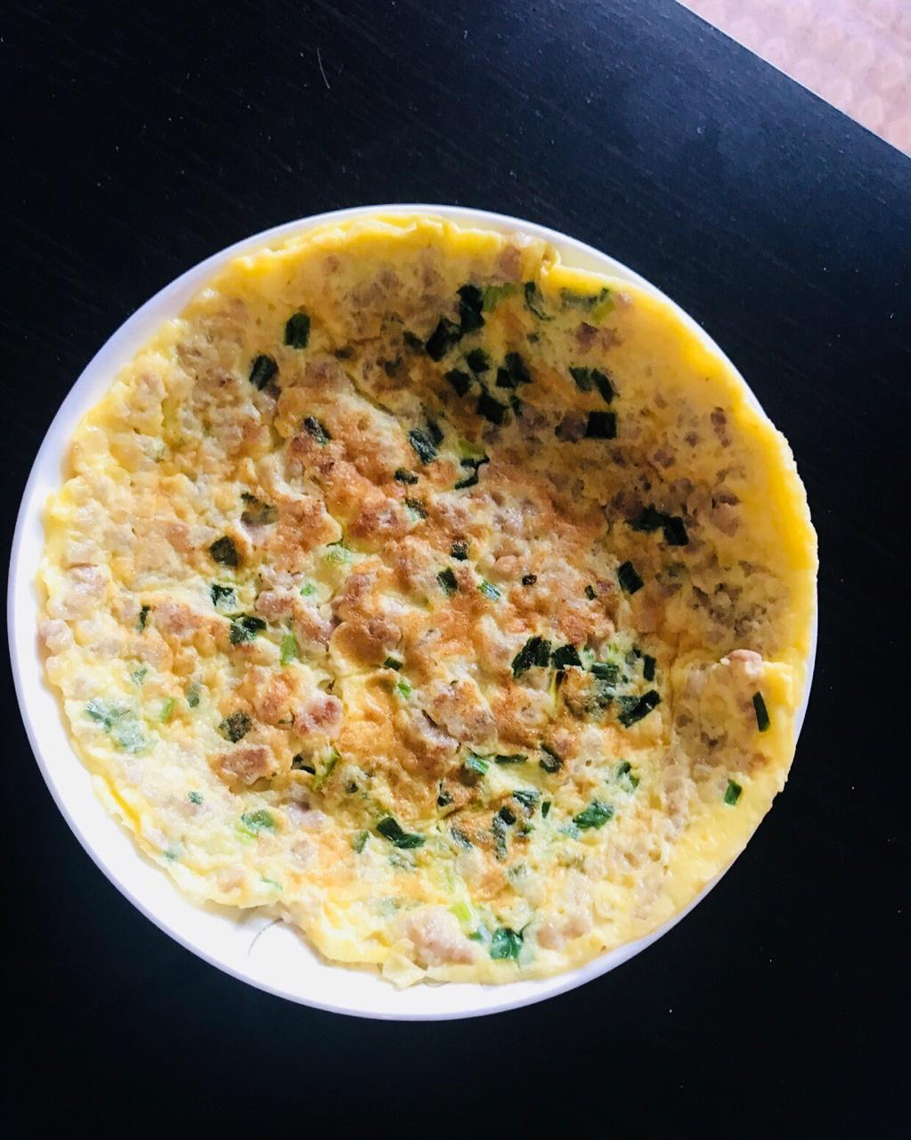 肉碎葱花煎蛋饼