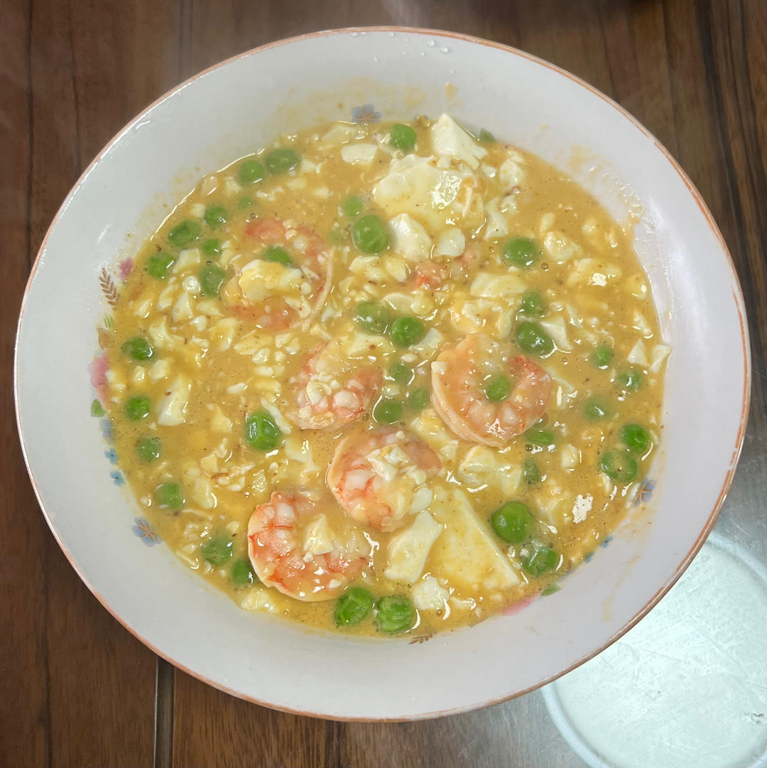 咸蛋黄虾仁烩豆腐