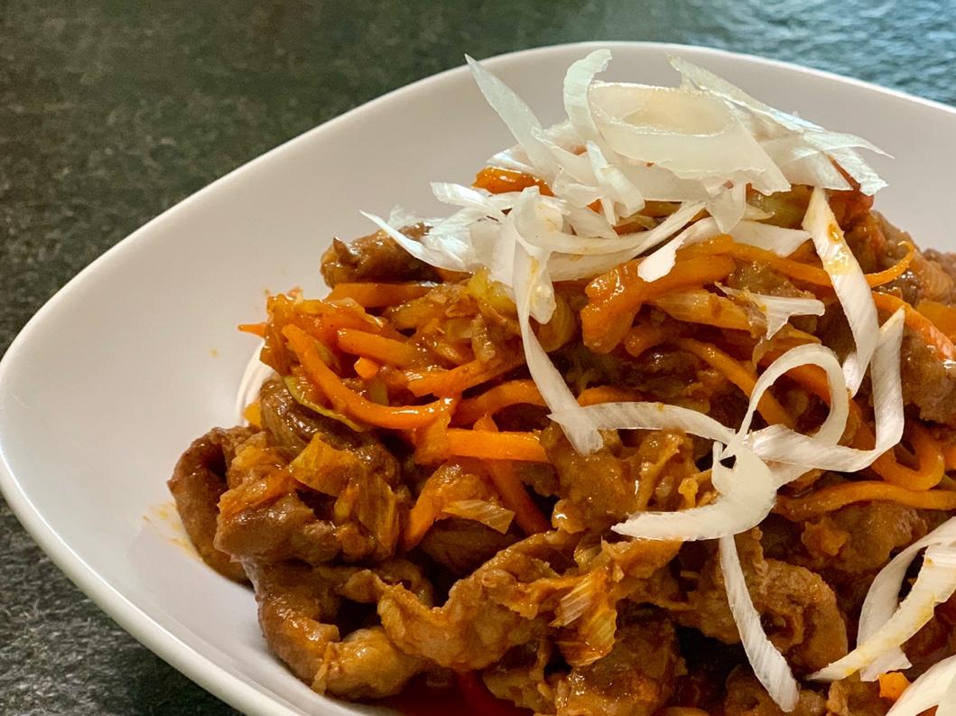 韩式葱爆肥牛 Korean Style Beef with Spring Onion