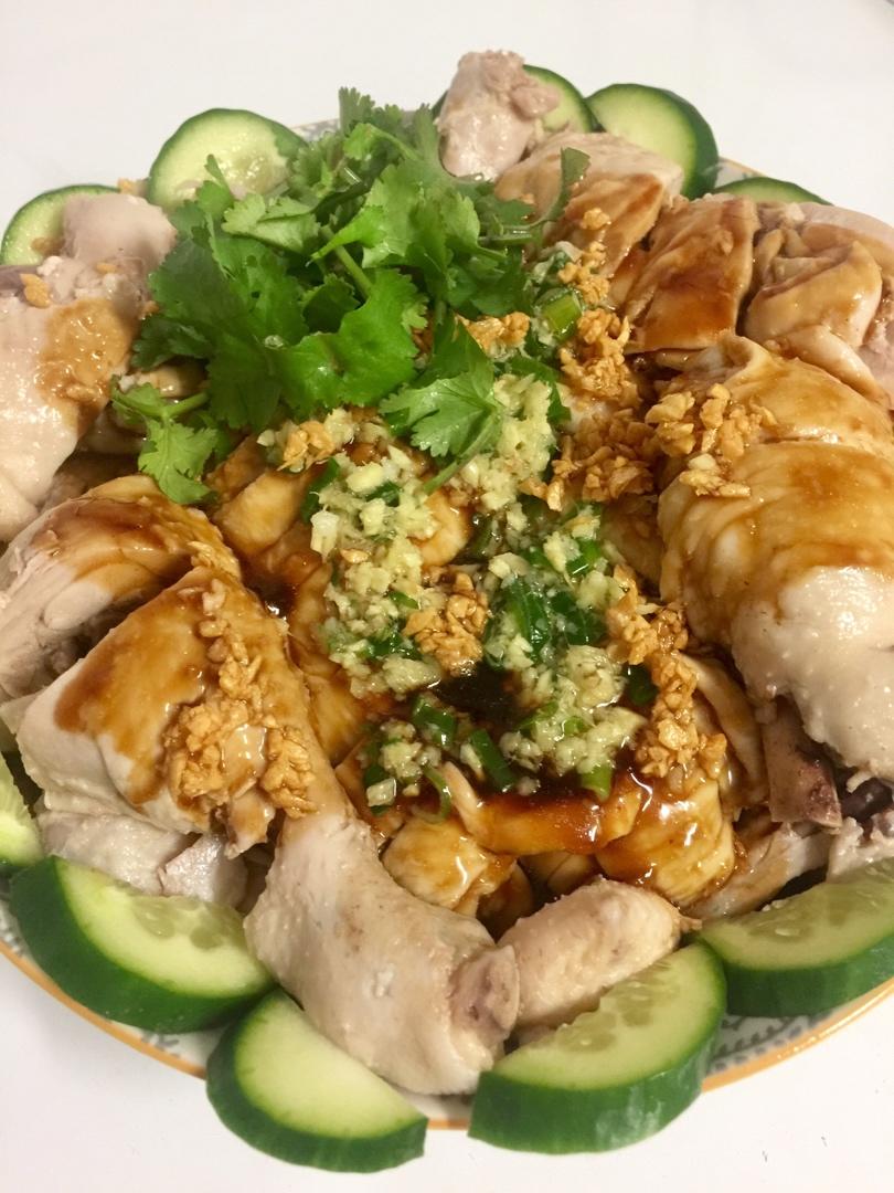 海南鸡饭🐔姜葱鸡白斩鸡🐔白切三层肉💋简简单单又是一餐