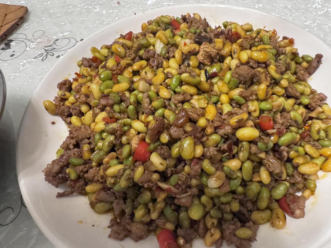 毛豆米炒肉沫
