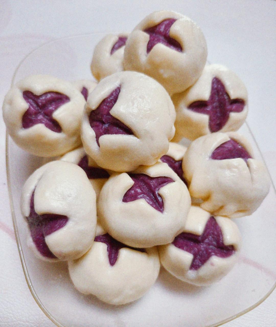 紫薯开花馒头（一次发酵双色馒头）