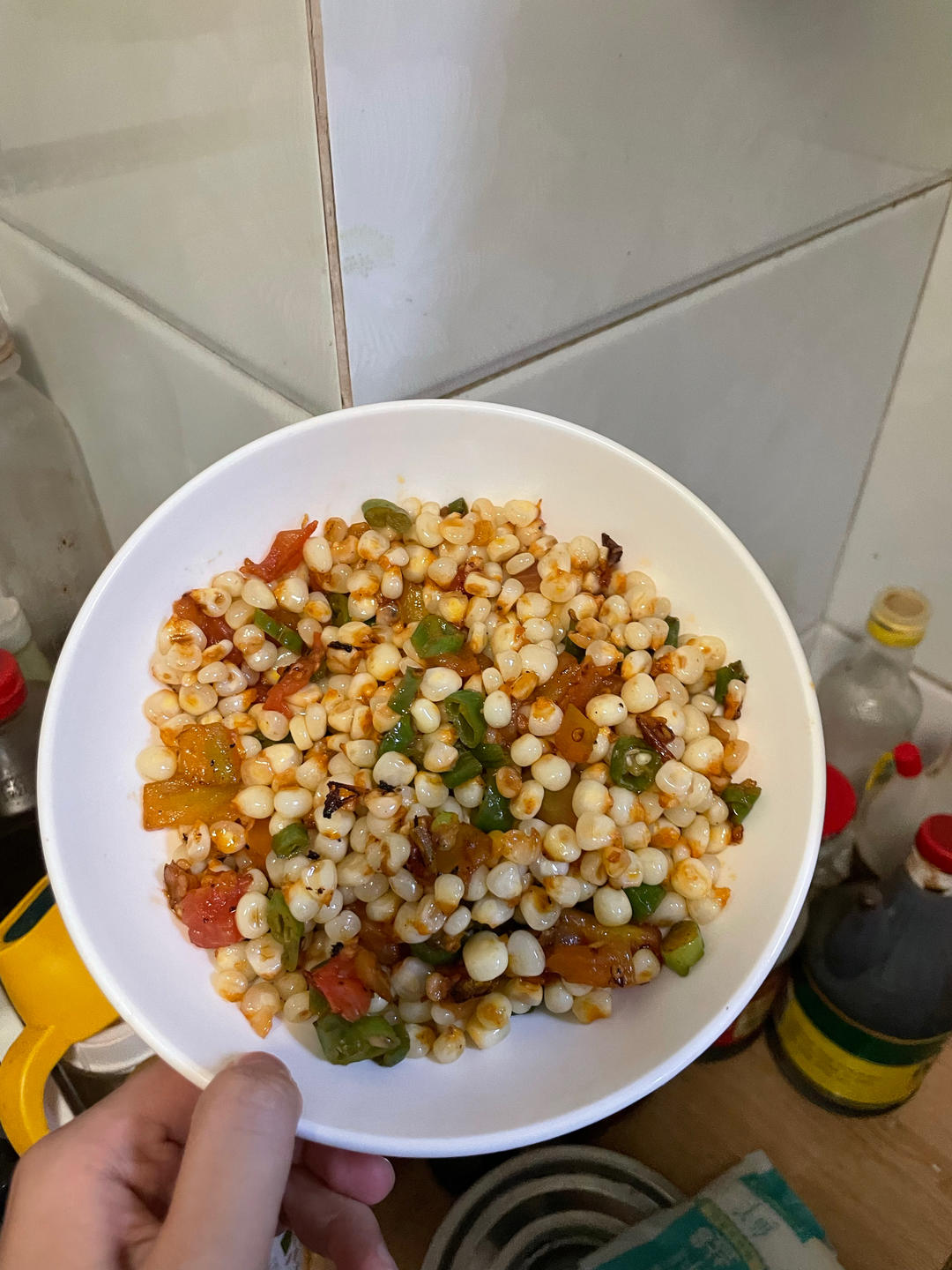 青椒西红柿炒玉米（贵阳家常系列）