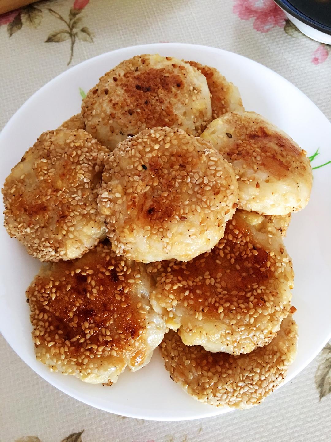 糯米苹果芝麻饼