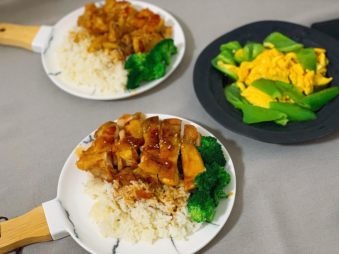 照烧鸡腿饭（市售照烧汁版）