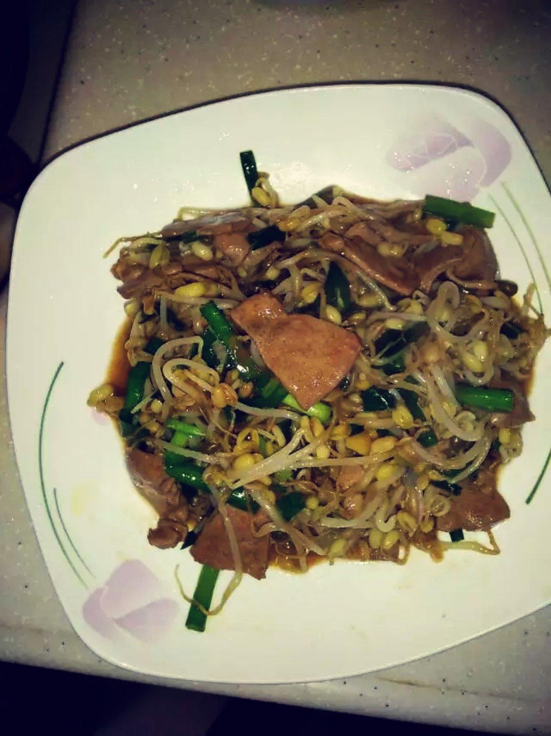 【韭菜豆芽炒猪肝】日式清新 补血护目