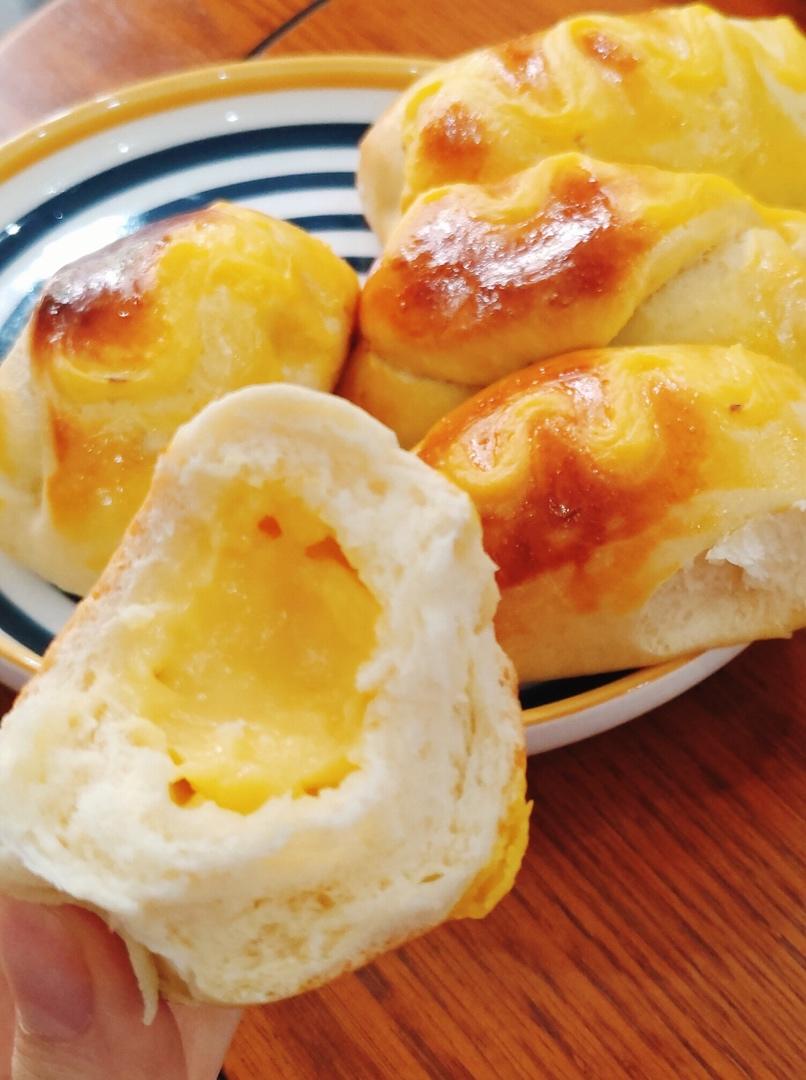 香甜软绵卡士达酱夹心软面包（含光亮剂方法）