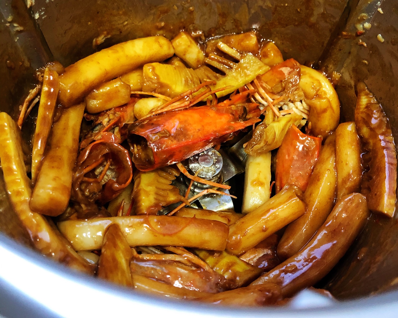 黑虎虾两吃~油焖大虾&虾头年糕的做法 步骤5