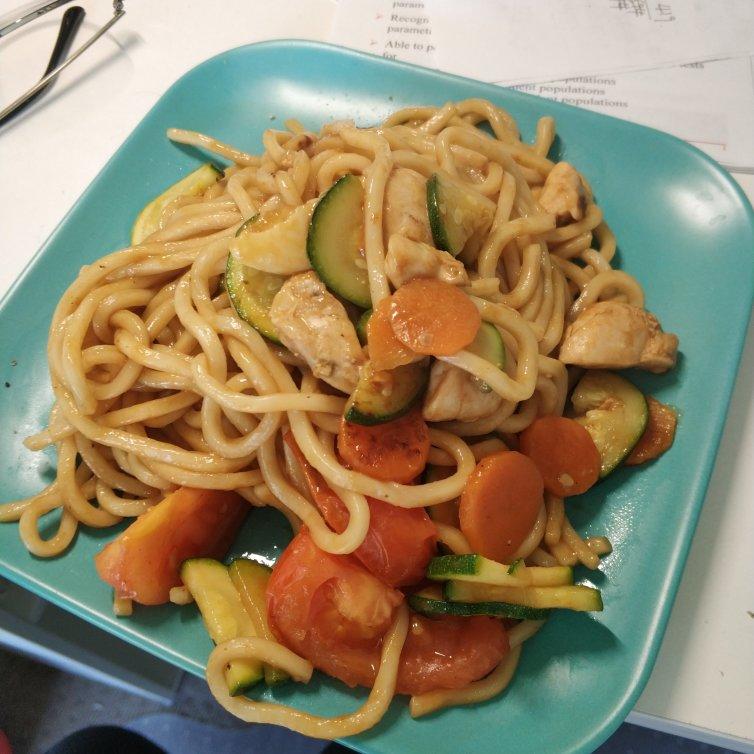 【家传1】    超下饭、西葫芦肉片炒拉面~