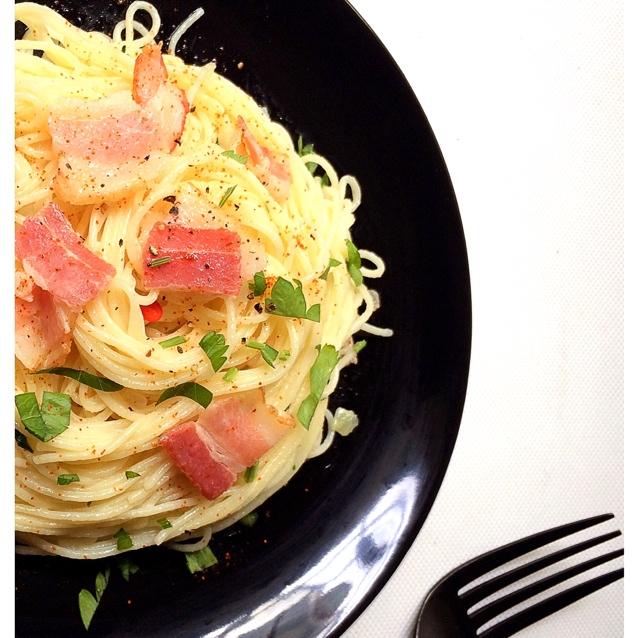 白汁培根意面Spaghetti with bacon and white sauce