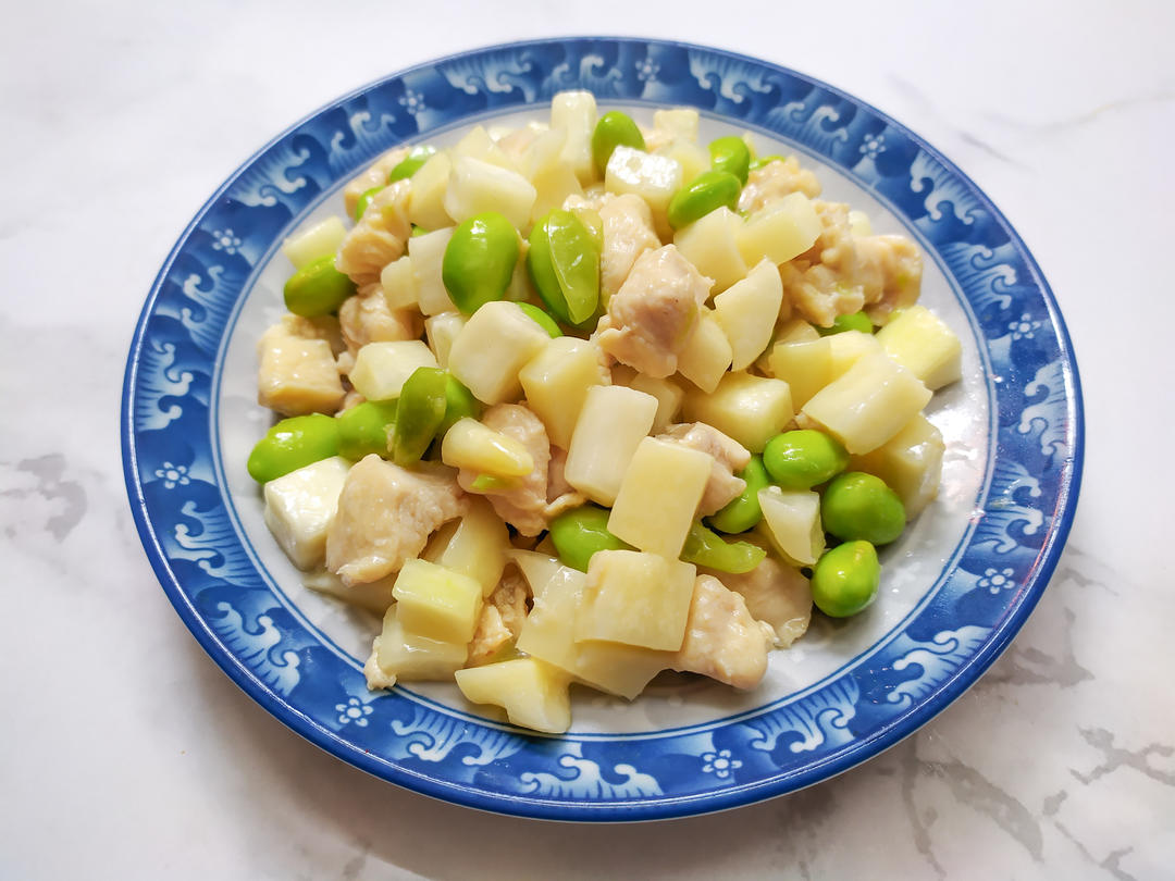 茭白毛豆鸡丁