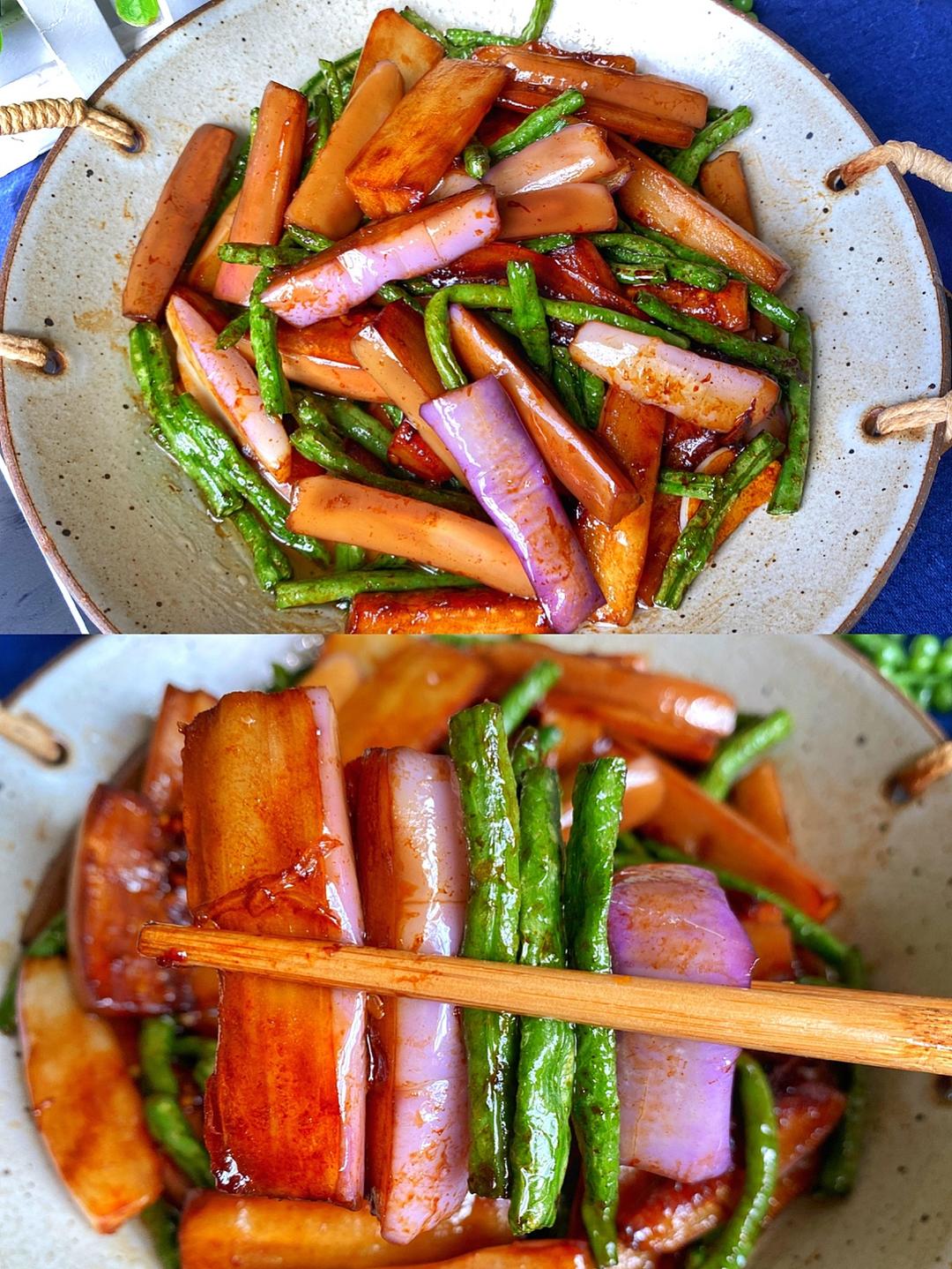 豆角焖茄子的做法