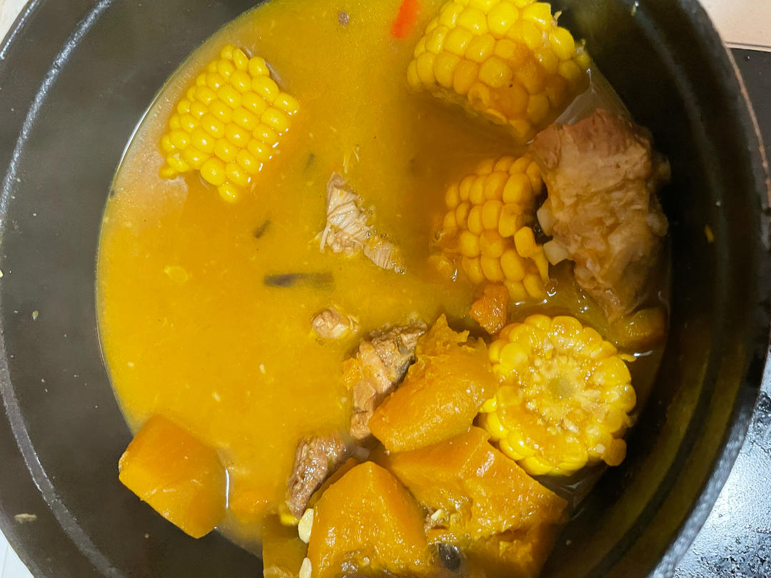 经典东北大丰收之排骨炖豆角玉米🌽南瓜🎃一锅出