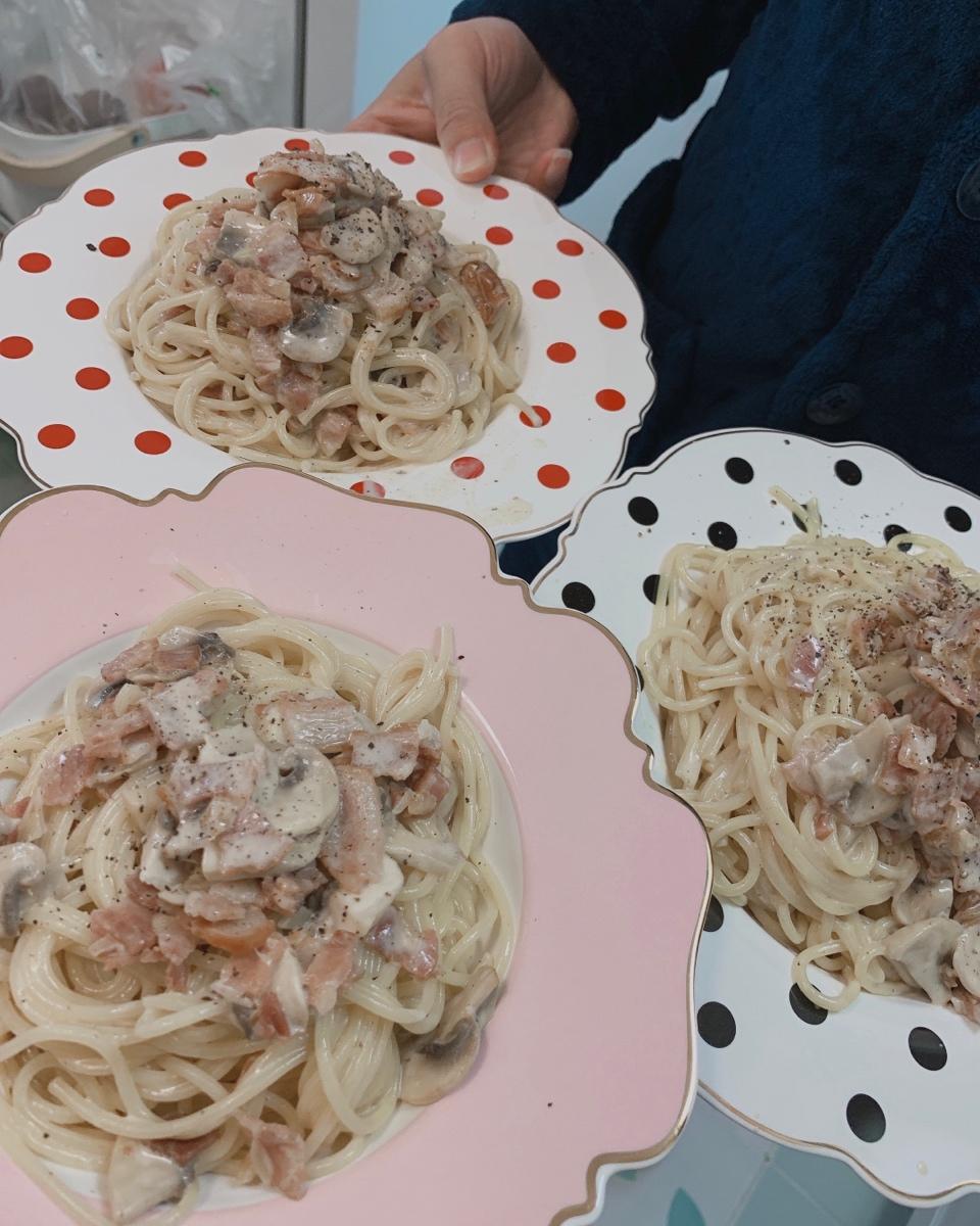 奶油蘑菇培根意面