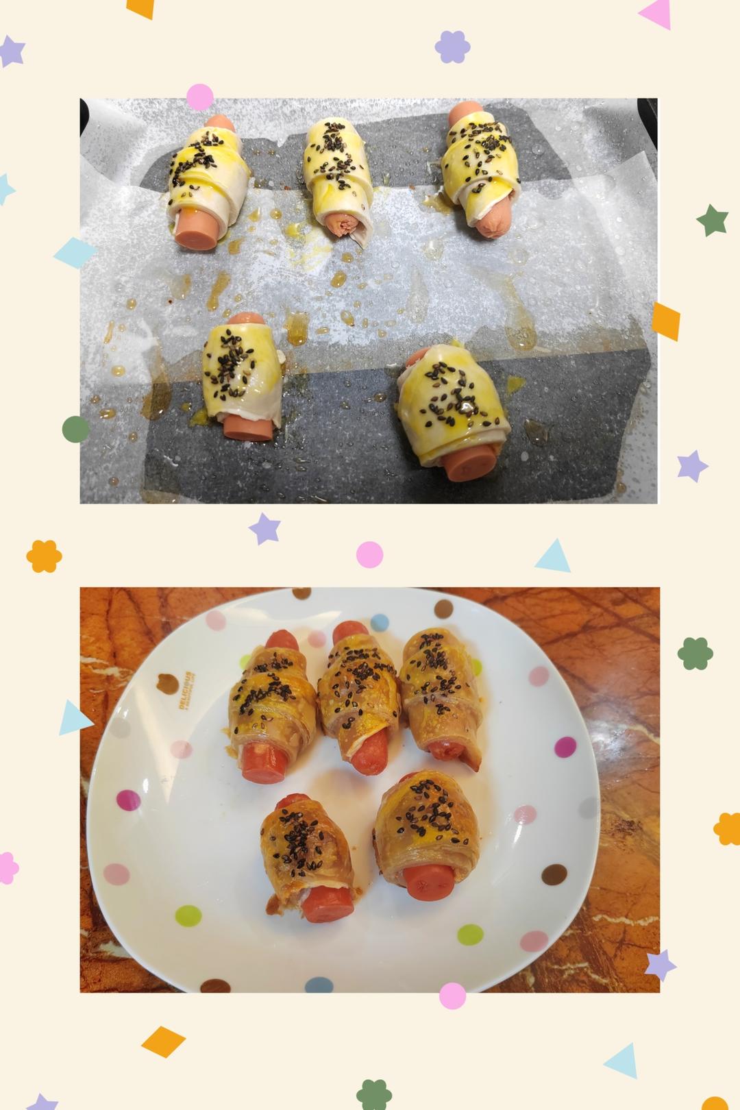 香肠酥皮卷：手抓饼皮还能这样吃，不用和面快速搞定早餐