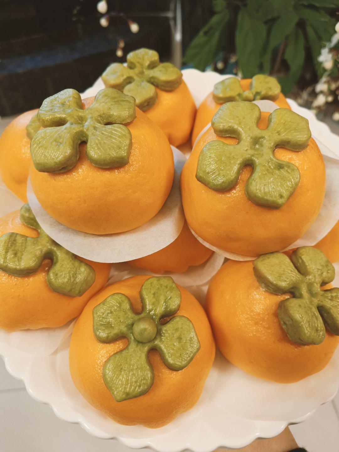 【柿柿如意】象形柿子绿豆沙包