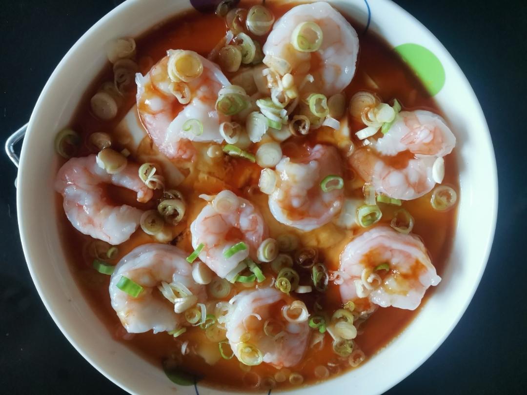 虾仁豆腐蒸水蛋