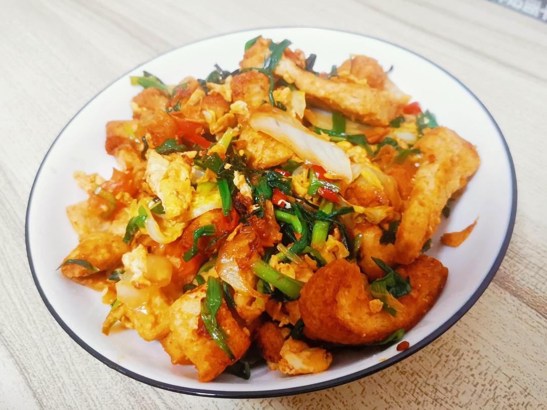 蔬菜虾皮炒吐司
