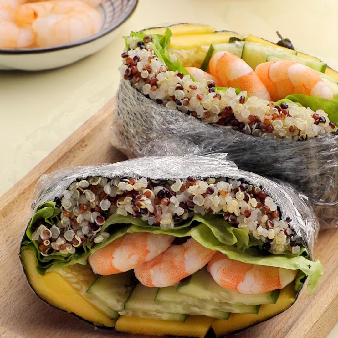 虾仁藜麦饭团的做法